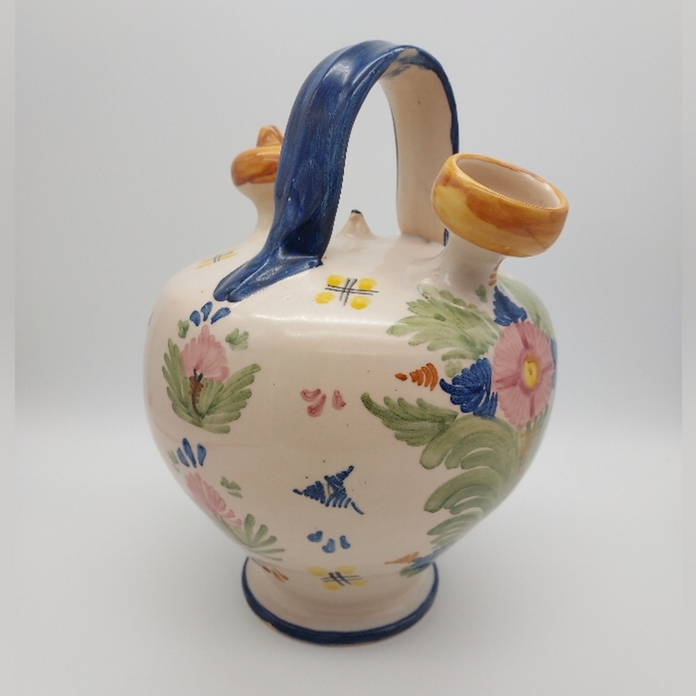 Hand Painted Spain TALAVERA “Botijo" Pottery 10" Tall Watering Jug